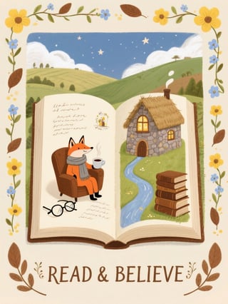 Whimsical Book Illustration with Fox