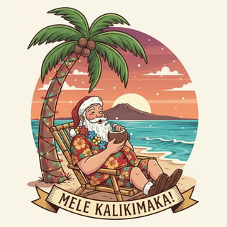 Santa in Hawaiian Shirt with Coconut