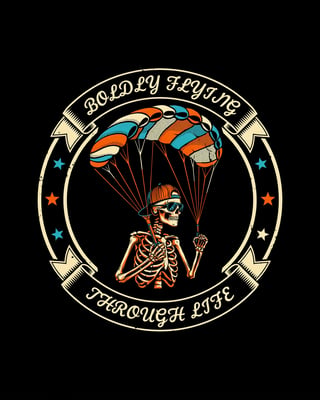 Vintage Skeleton Paraglider Badge