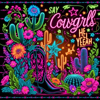 Neon Western Floral Design