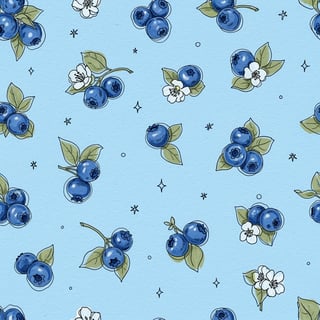 Hand-Drawn Blueberries Pattern