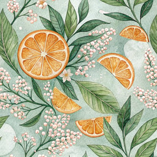 Watercolor Orange Slice Pattern
