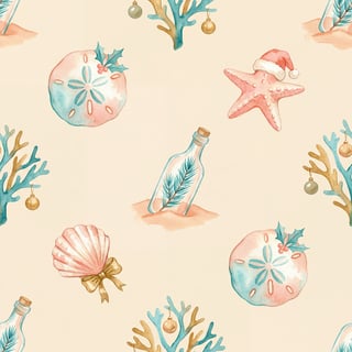 Coastal Christmas Watercolor Pattern