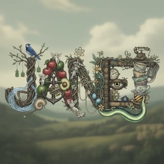 Letters J A N E T in Themed Image