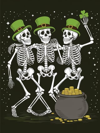 Skeletons Dancing Under a Starry Night