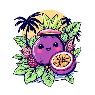 Kawaii Passion Fruit Vacation T-Shirt Design
