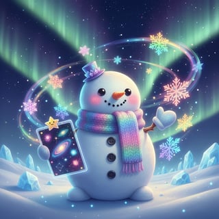 Kawaii Snowman Teacher with Cosmic Elements