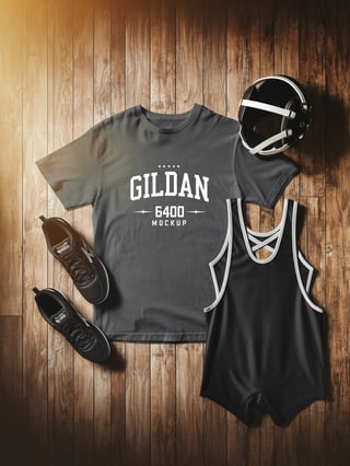 Gray Gildan 64000 Lay Flat Mockup