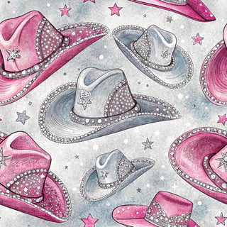 Glittery Pink and Silver Cowboy Hats