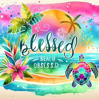 Blessed & Beach Obsessed Watercolor Art