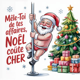 Playful Santa Pole Dancing Illustration