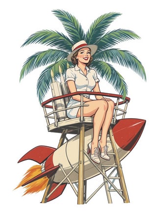 Vintage 50s Florida Lifeguard Illustration