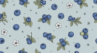 Hand-drawn Blueberries Pattern