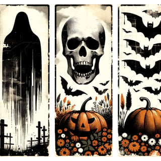 Vintage Halloween Watercolor Collage