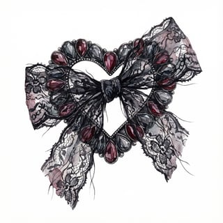 Gothic Rhinestone Heart with Lace Bow