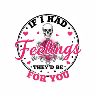 Skeleton Holding Hot Pink Heart Emblem