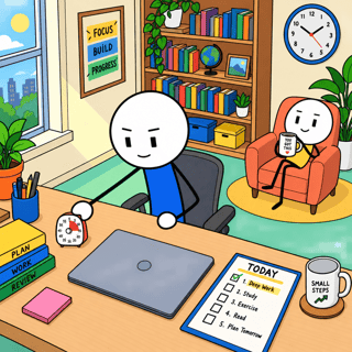 Flat 2D Desk Animation Frame
