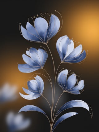 Minimalist Blue Abstract Flowers