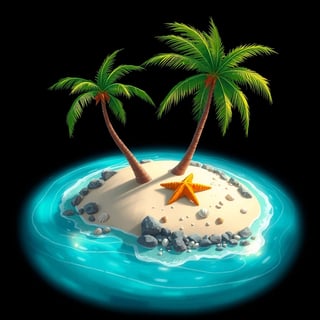 Tropical Island Digital Art Illustration