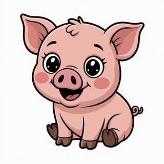 Cute Animated Baby Pig Nursery Art
