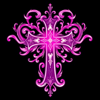 Symmetrical Neon Fantasy Cross Design