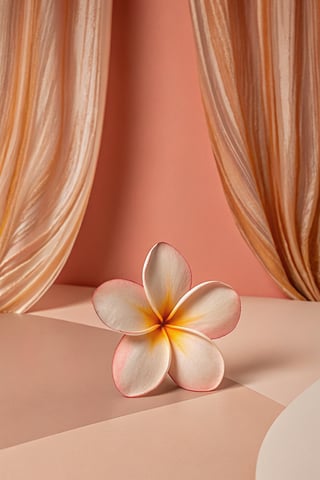 Pink Plumeria Flower on Pastel Swirls