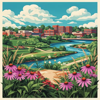 Vibrant Iowa City Travel Poster