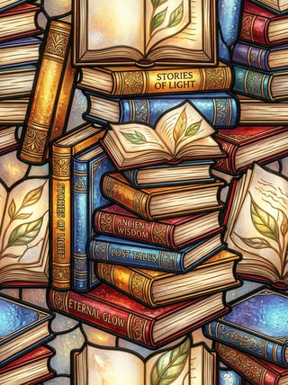 Stained Glass Inspired 3D Book Pattern