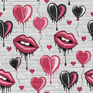 Street Art with Heart Balloons and Graffiti