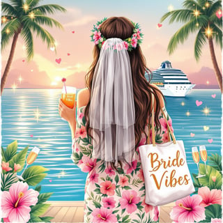 Bridal Woman Tropical Back-View Art