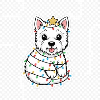 West Highland White Terrier in Christmas Lights