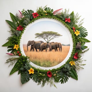 Centered Elegant Elephants Landscape