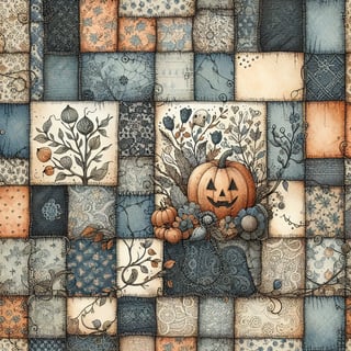 Whimsical Halloween Patchwork Tile