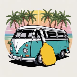 Vintage Surf Van Beach Graphic