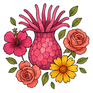 Watercolor Pink Sea Anemone Illustration
