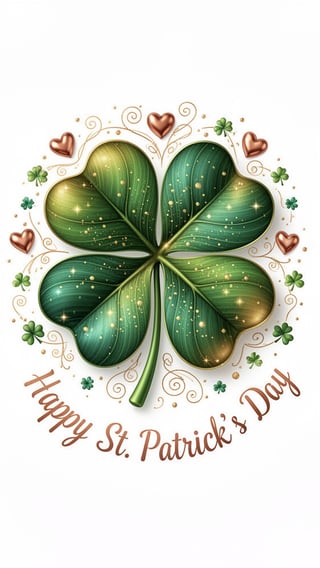 Emerald Green Four-Leaf Clover Illustration
