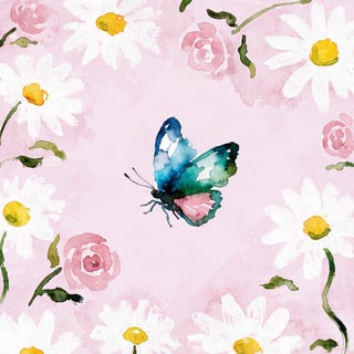 Watercolor Butterfly and Floral Illustration