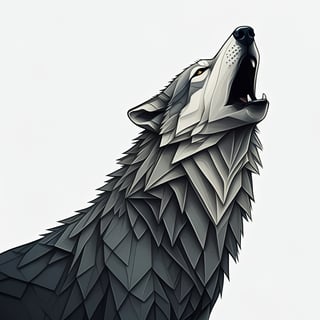 Origami Wolf Howling at the Moon
