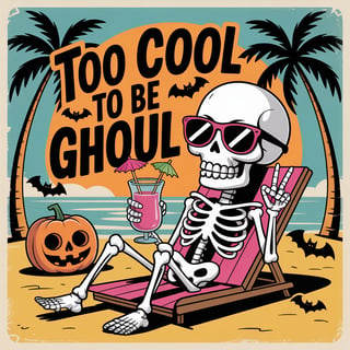 Retro Skeleton Beach Illustration