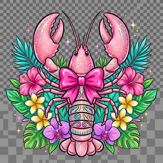 Cute Pink Lobster Illustration