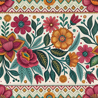 Colorful Mexican Border Embroidery