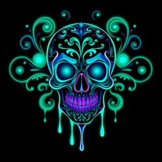 Symmetrical Glowing Fantasy Skull Art