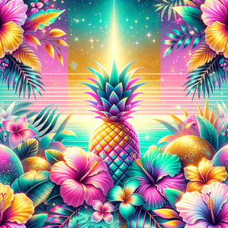 Vivid Tropical Hibiscus Collage Design