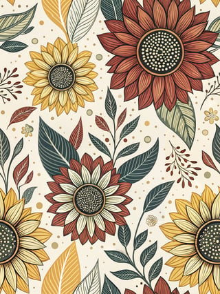 Seamless Sunflower Vector Pattern