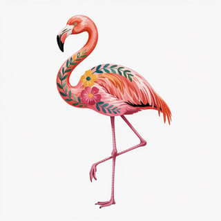 Whimsical Pink Flamingo Watercolor