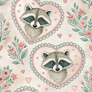 Pastel Watercolor Raccoon Prints