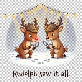 Cute Reindeer Detectives PNG