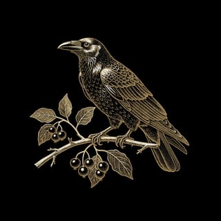 Raven Copperplate Engraving