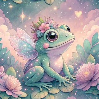 Magical Pastel Tree Frog with Wings