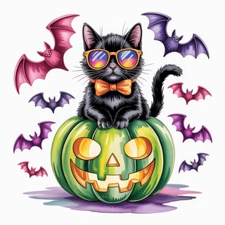 Cute Black Cat with Sunglasses Art